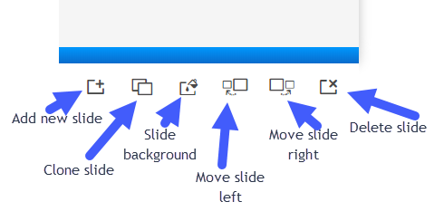 Displays the menu bar with each editing option indicated to using a blue arrow.