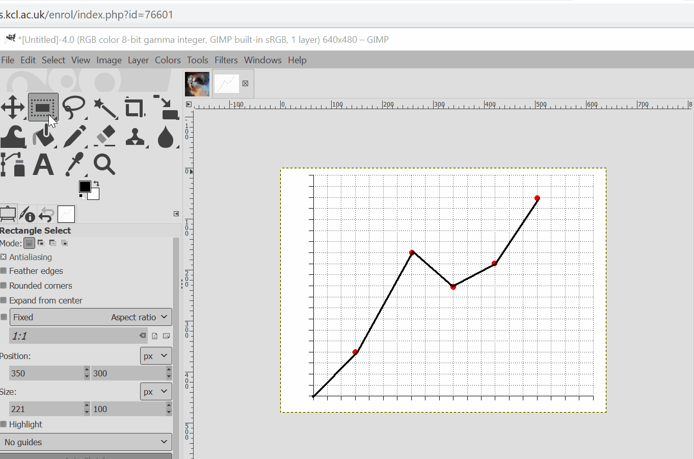 Animated gif showing a polygon being drawn on a graph